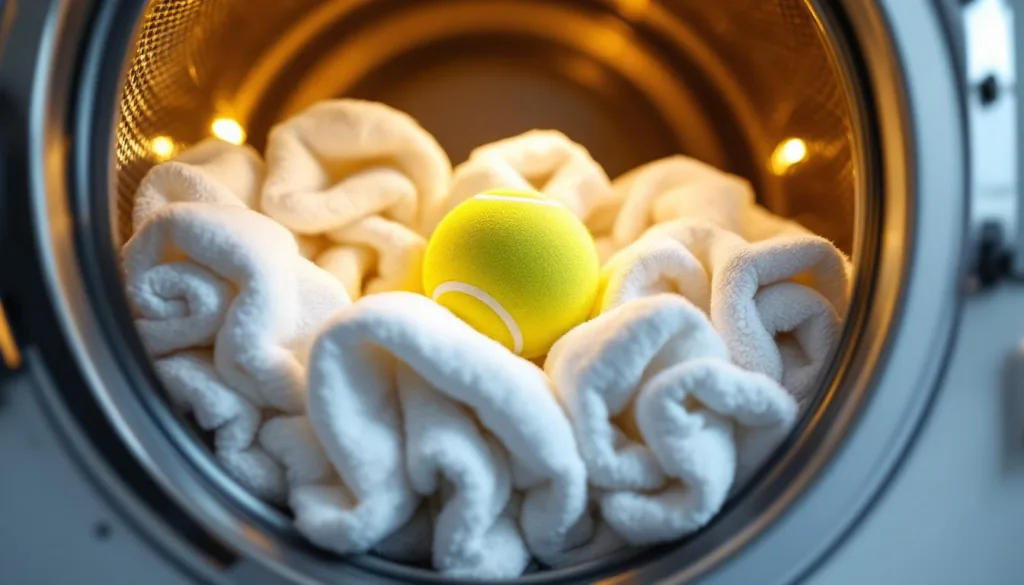 scopri il trucco semplice ma efficace: metti una pallina da tennis nell'asciugatrice per rendere i tuoi asciugamani morbidi e incredibilmente soffici!